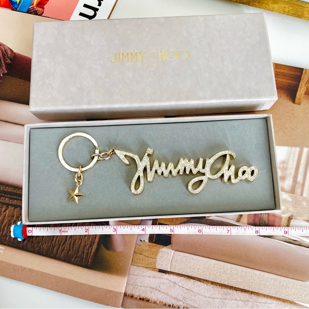 Jimmy Choo Logo Rhinestone Keychain - Picture 4 of 4